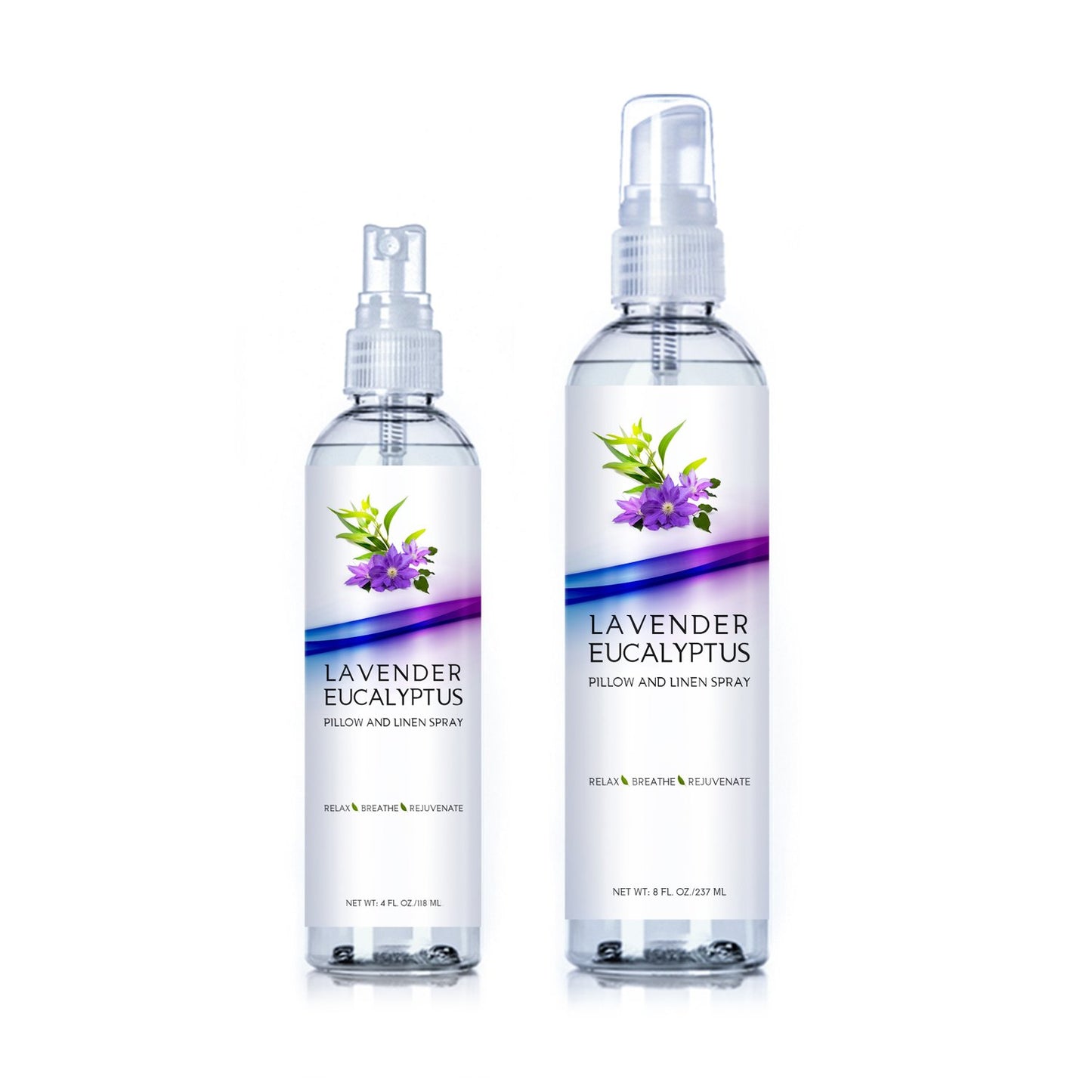 Two Pack Lavender Eucalyptus Pillow and Linen Spray, Best Set for Travel and Home, Strong Essential Oil Mist for Relaxing the Body and Mind (Lavender Eucalyptus, 4oz/8oz)