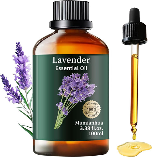 Mumianhua Lavender Essential Oil 100% Pure - Therapeutic Grade Natural Lavender Oil Bulk for Aromatherapy Diffuser, Humidifier, Laundry, Skin & Hair Care, Candle Making,Relaxation 3.38 Fl Oz