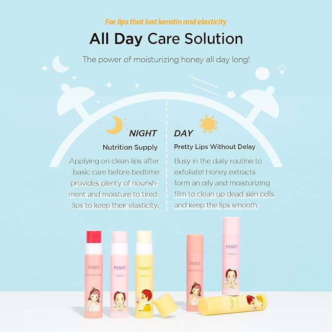 FASCY Lollipop Lip Balm Peach, Lip Balms & Moisturizers, Korean Lip Balm, Korean Lip, Korean Lip Products, Paraben Free, Moisturizing, 0.13 Oz, (Peach)