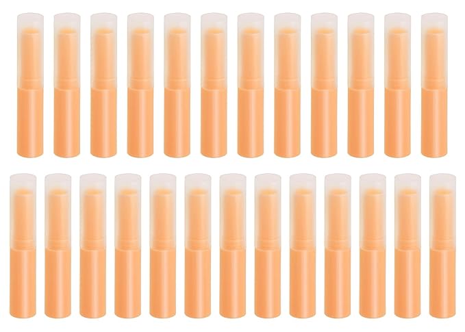 0.14oz Empty Flavored Lip Balm Container Tubes Plastic Homemade Moisturizing Lip Stick with Caps Bulk Fit for Women Adult DIY Making Supplies, 25 Count (Orange)