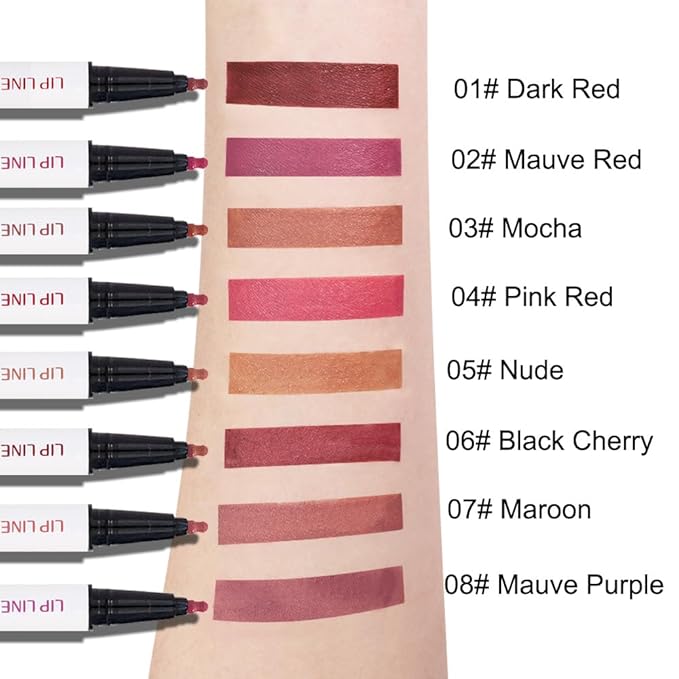 evpct Longwear Liquid Lip Liner Stain Marker Pen Long Lasting Waterproof, Nude Brown Mocha Matte Semi Permanent 24 Hour Lip Liner and Lipstick Combo, Color Stay Lipliner All Day, Lips Stain peel off