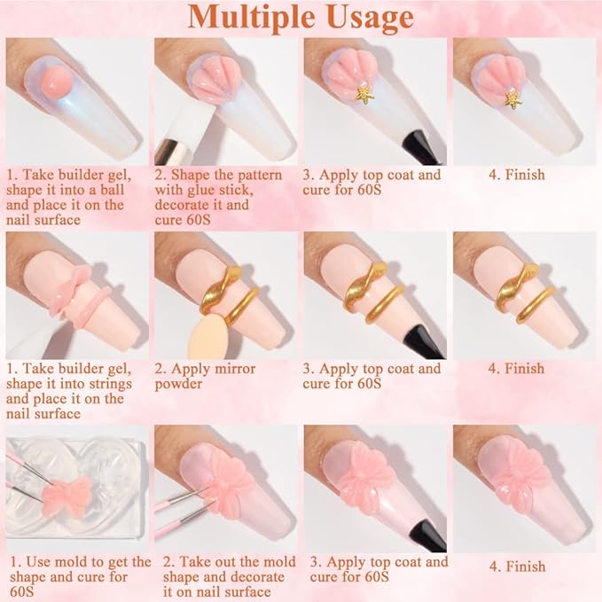 MIZHSE Solid Builder Gel for Nails, Nude Pink Non-Sticky Sculpting Gel, 3D Nail Art Building Carving Modeling Hard Nail Extension Soak Off UV/LED Nail Art Salon Home DIY 15g