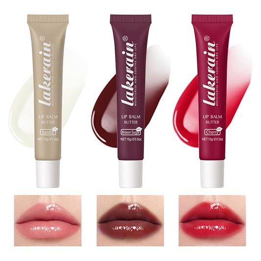Lip Butter Balm for Dry Cracked Lips,Moisturizing and Hydrating Lip Butter Balm Set,Day and Night Hydrating Lip Mask,Nourishing Lip Care 100% Vegan… (135# Vanilla+Brown Sugar+Cherry)