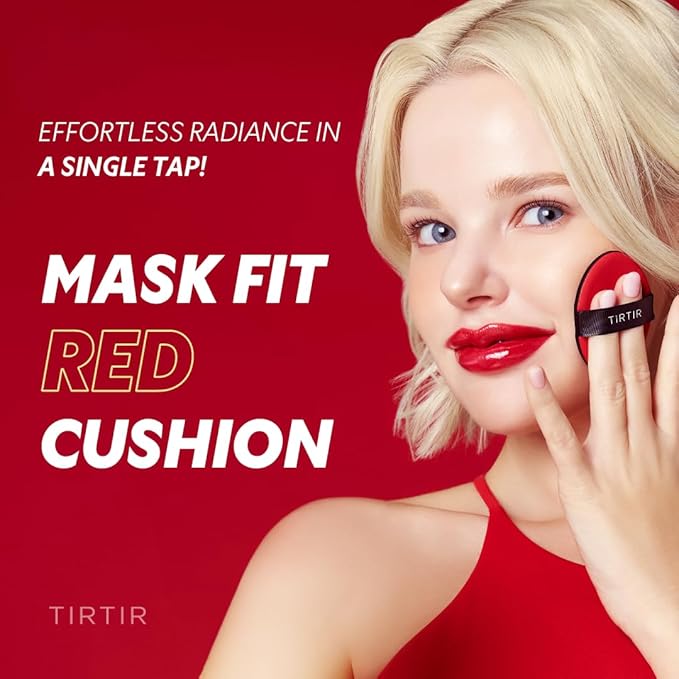[*Mini Size*] TIRTIR Mask Fit Red Cushion Foundation | Full coverage, Weightless, Skin fit, Satin Glow Finish, Korean Makeup BB Foundation, beauty, Tattoo cover up, Buildable (#21N Ivory, 0.15 Fl Oz)