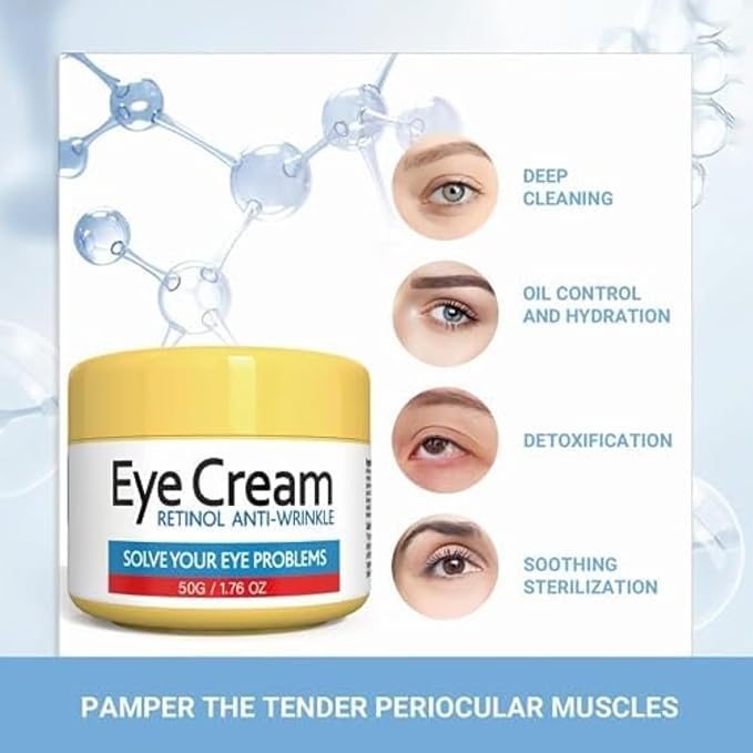 Retinol Eye Cream for Improving Dark Circles and Puffiness Under Eye Bags Under Eye Cream Reduce Aging Line Smoothing Wrinkles and Fine Lines Moisturizing Eye Cream Unisex 1.76OZ/50G