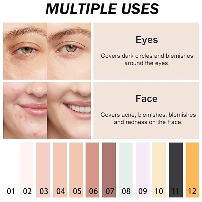 Kaely Color Correcting Concealer,Cream Pot Concealer Full Coverage,under Eye Concealer Palette for Conceals Dark Circles,Waterproof Foundation Face Makeup,08 Green