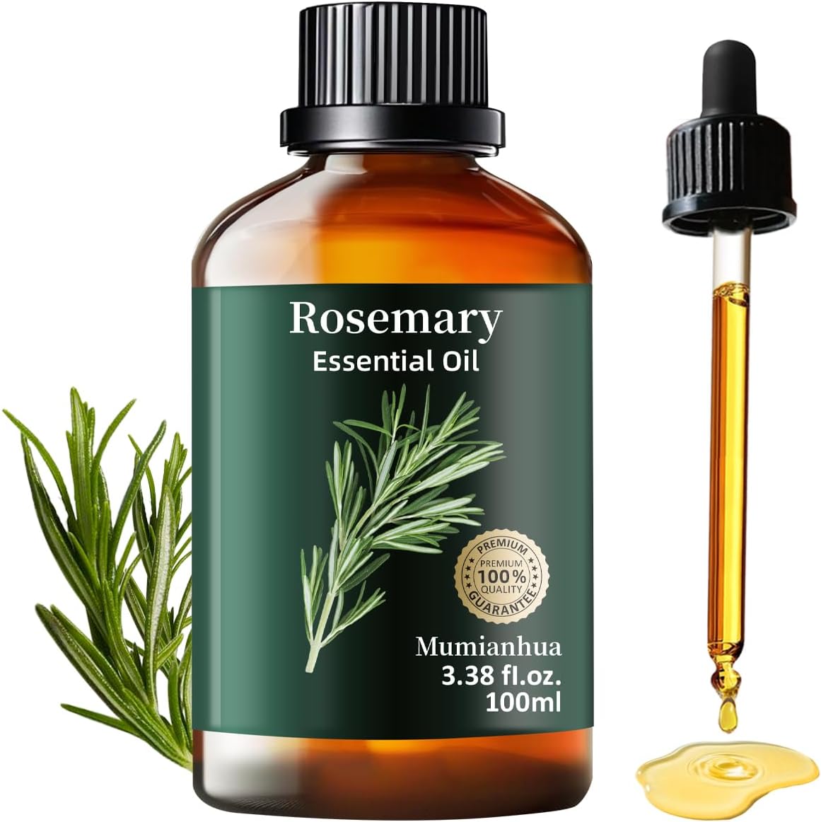 Rosemary Essential Oil Pure Mumianhua Natural Rosemary Oil for Diffuser, Aromatherapy, Cleansing, Scalp,Hair, Skin, Soap Making 3.38 Fl Oz