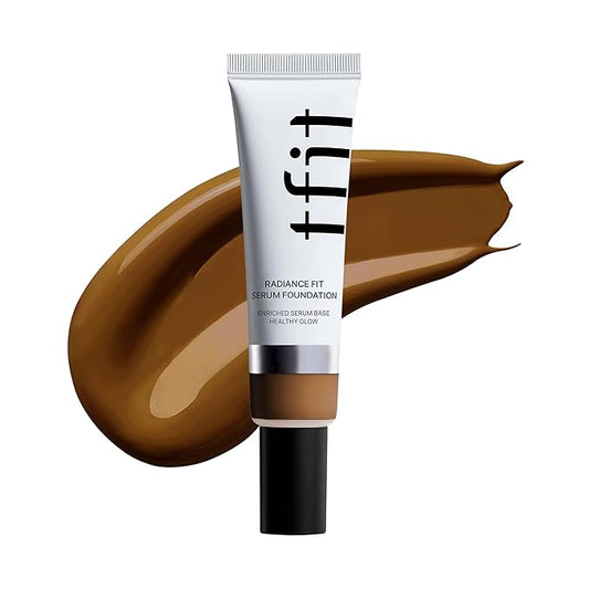 TFIT Radiance Fit Serum Foundation - Flawless Coverage, Dewy finish, Long-lasting Waterproof and sweatproof,Lightweight,Creamy Natural,1.05 Oz. (W09 Walnut, 1.05 Oz.)