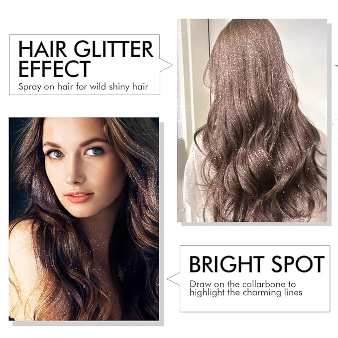 Glitter Body Highlighter Powder Body Shimmer Sparkle Face Brightening Highlighter Powder for Face Eyes Body Glow Makeup With sponge head（04#）