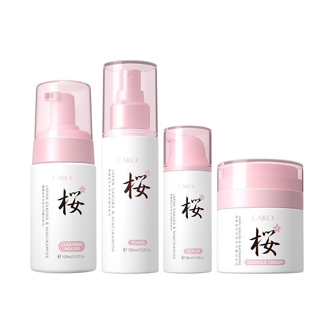 Skin Care, Skin Care Set, Hydrating Smooth Fine Lines Even Skin Tone Skin Care Kit with Cleansing Mousse, Toner, Serum, Essence Cream for Women Teen Girls Birthday Mother's Day Christmas 4pcs