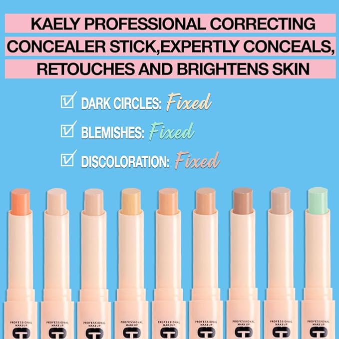 Kaely PROFESSIONAL MAKEUP Correcting Concealer Stick,Medium Coverage Concealer Crayon,under Eye Brightener Concealer for Dark Circles,corrector de ojeras,Lightweight,Vegan,08 NEUTRAL