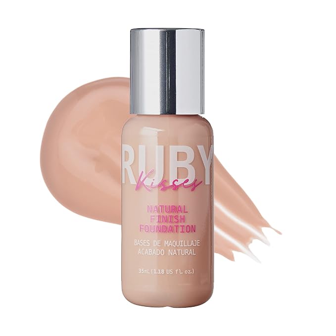 Ruby Kisses Liquid Foundation Medium Coverage, Lightweight, Natural Finish, Face Makeup for All Skin Type, Korean Makeup (Creamy Beige)