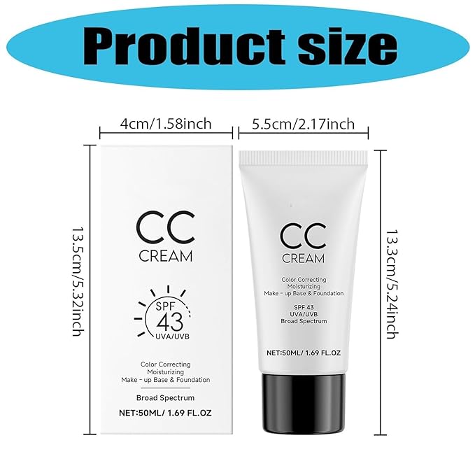 Cc Cream For Older Women,CC Cream Skin Tone Adjusting for Mature Skin, Anti-Aging Sunscreen Foundatio with Moisturizer, Full Coverage, Lightweight