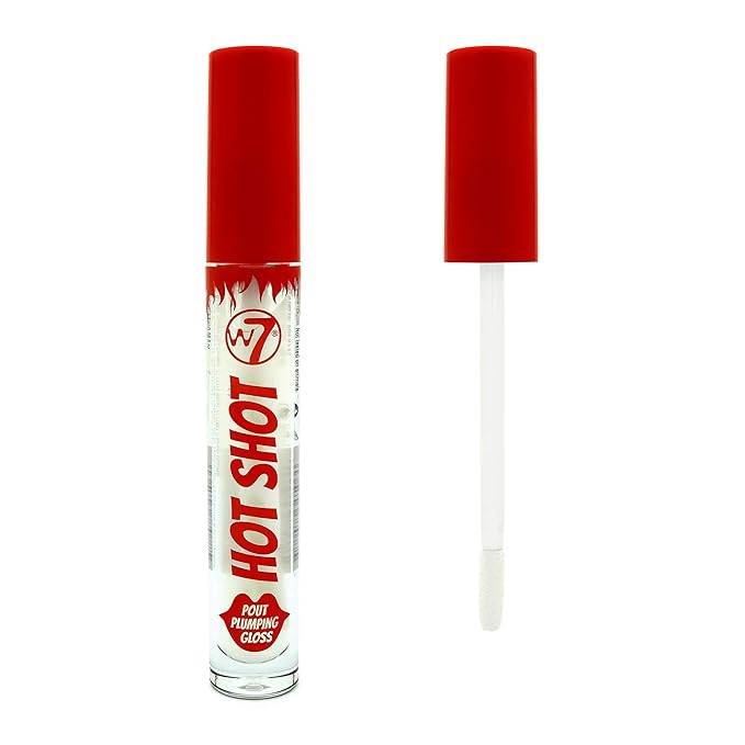 W7 Hot Shot Plumping Gloss - Enhancing Plump Effect For Fuller Lips - Clear, Natural, High Shine Finish