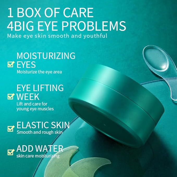 60pcs/30pairs Green Moisturizing Eye Mask, Moisturizing Soft Eye Mask, Gentle Care Of The Skin Around The Eyes, Moisturizes And Nourishes The Eye Area, Smoothes Puffiness 80g