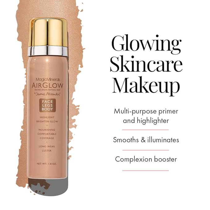 Jerome Alexander MagicMinerals AirGlow Tinted Highlighting Night Mist, Illuminating Airbrush Tinted Moisturizer Spray | Champagne