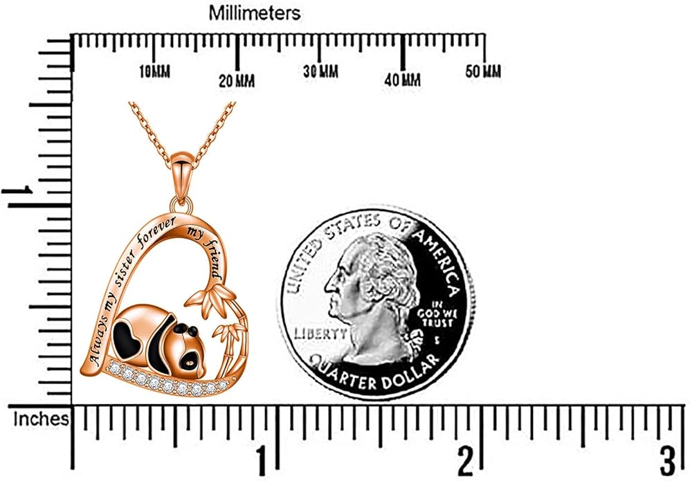 Silver Crystal Panda Necklace Choker Vintage Heart Panda Pendant Cute Animal Necklace Charm Jewelry I Love You Forever Birthday Gifts for Kids Women and Girls
