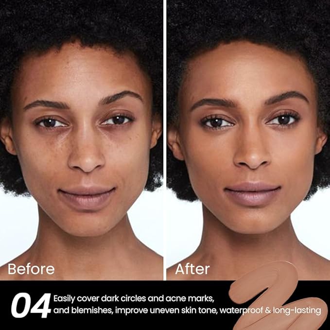 1 Pack Liquid Foundation Cream for Face Makeup,Durable Full Coverage Matte Concealer Make Up,Oil Control & Waterproof Base Primer -0.35 Fl.Oz (04#)