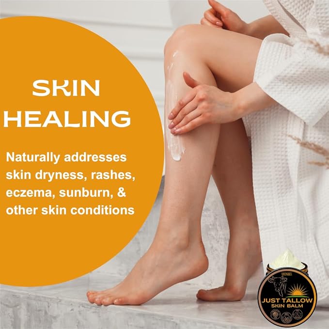 Untamed Organics Just Tallow 100% Grass-Fed Grass-Finished Beef Tallow Balm For Skin Care - Full Body & Face Moisturizer For Sensitive Skin, Eczema - All-Purpose Pure Tallow Cream (Unscented) 2 oz