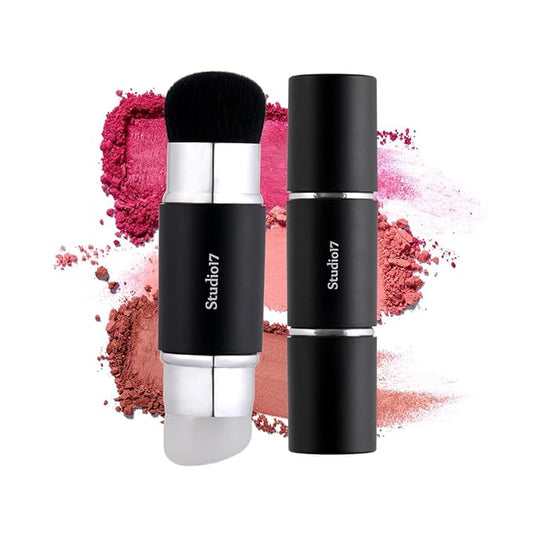 Dual Ended Silicone Tip Blush Brush | Korean Olive Young Makeup Tool for Contouring & Blush Application | Skin-Friendly Non-Irritating Professional Face Makeup Brush