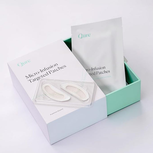 Qure Skincare MicroInfusion Targeted Patches - 8 Pairs of Targeted Under Eye Patches Formulated for Fine Lines & Wrinkles - Retinol, Caffeine, Niacinamide & Peptides - Dissolvable for Overnight Use