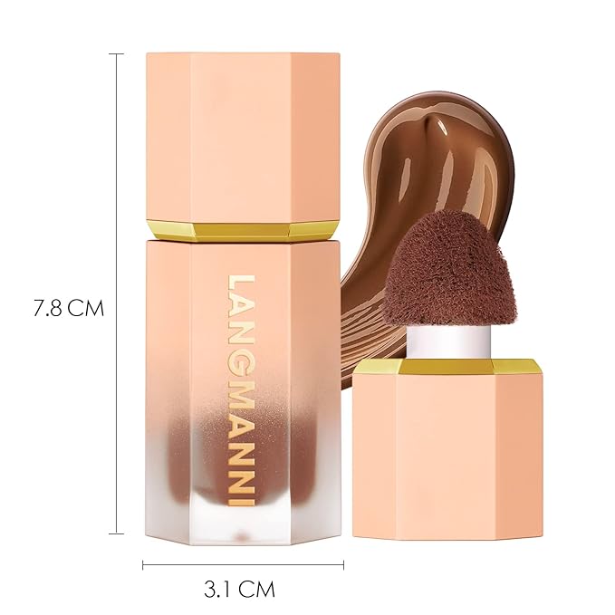 URQT Highly Pigmented Liquid Contour - Built-in Sponge Tip Sculpted Complexion Wand Contour Long Lasting Natural Weightless Buildable Highlighters Contour Contouring Bronzer (#103 CAMEL SUEDE)