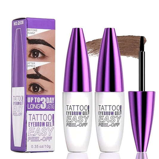 2Pcs Dark Brown Peel Off Brow Tint Gel - Waterproof & Sweatproof Tattoo Effect, Transfer-Resistant Multi-Day Wear, All Skin Types Mother’s Day Gift Set