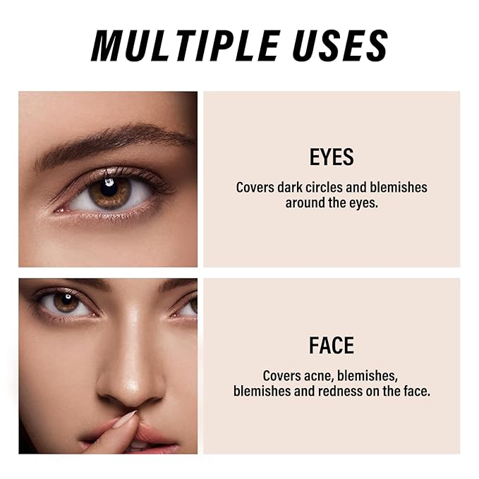 2pcs Liquid Concealer Set with Brush,Full Cover,Concealer Wand with Matte Finish,Corrects，Covers，Long Wear Up to 24hr