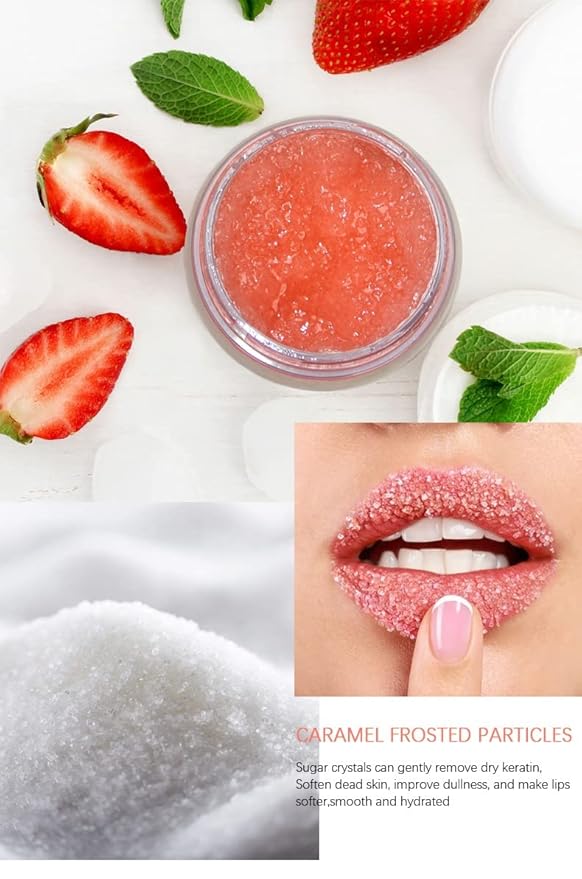 Strawberry Lip Scrub Exfoliating Moisturizing and Repairing and Lips Softening| Cruelty-free| Exfoliator