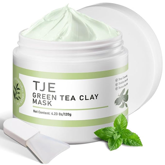 TJE Green Tea Clay Mask, Green Tea Cleanse Face Mask, Deep Pore Cleansing Mask, Moisturizing & Purifying, Remove Blackheads & Acne for All Skin Types