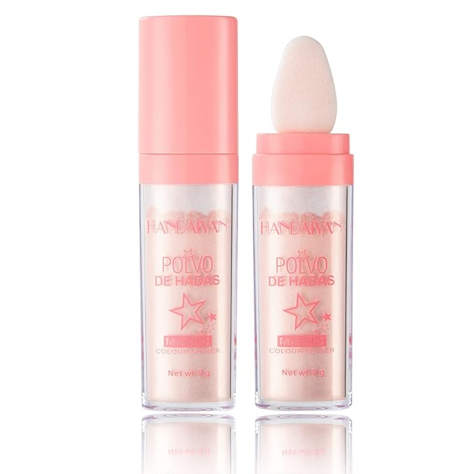 Polvo De Hadas Body Shimmer Glitter Highlighter Powder Makeup,High Gloss Sparkle for Face Body Hair,Create The Most Sparkly And Attractive Glitter Makeup - Nude Pink