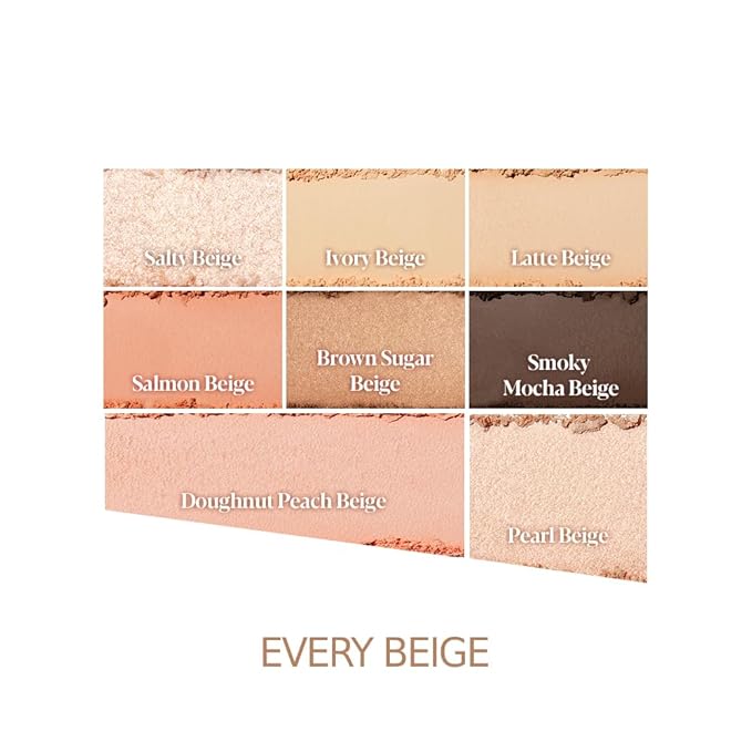 Espoir Real Eye Palette All New #1 Every Beige 0.26 oz 7.5g | Multi-Use Long-Lasting Blendable 8 Colors Natural Glitter Soft veil matte Makeup Eyeshadow Palette for Various Makeup Looks| Korean Makeup