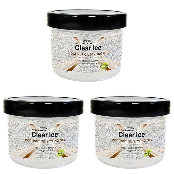 AmPro Pro Styl Coconut Styling Gel - Moisturizes and Conditions Your Strands - Non-Flaking, Alcohol Free, Vegan Formula - Flexible, Touchable Hold for All Hair Types - 12 oz (Pack of 3)