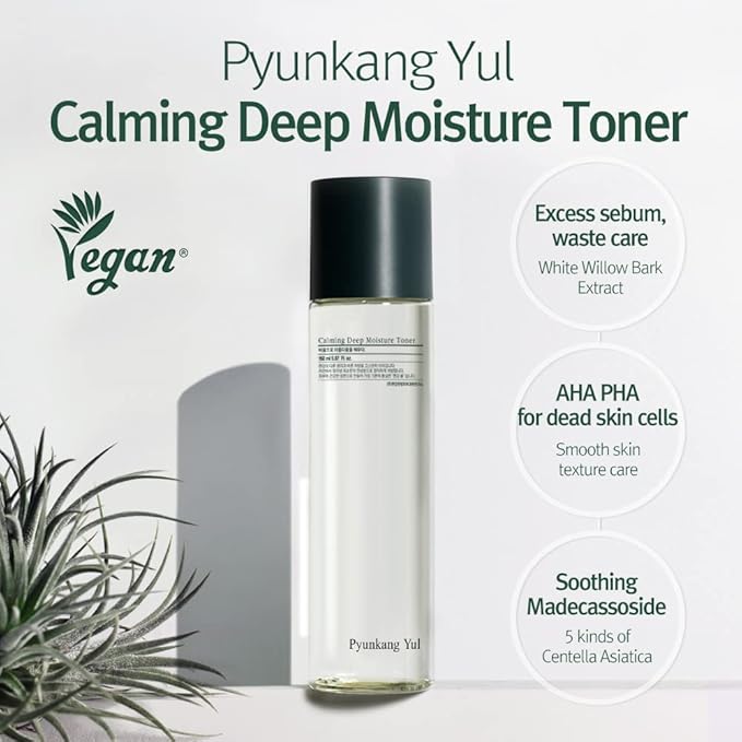 PYUNKANG YUL Calming Line Gift Box Set-Korean Facial Skin Care Essential for Daily Moisturizing with Toner, Serum, Cream, Safe on Acne Prone & Sensitive Skin, Vegan & Cruelty Free