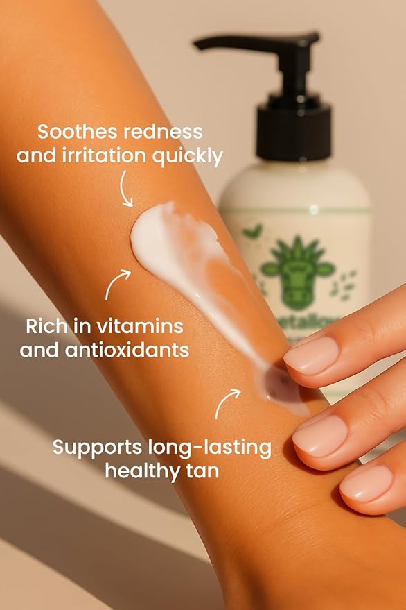 After Sun Lotion for Sunburn Relief & Tan Extender – Aloe Vera & Grass Fed Tallow with Shea & Cocoa Butter – Non-Toxic Daily Body Moisturizer for Dry Skin, Face & After Tanning