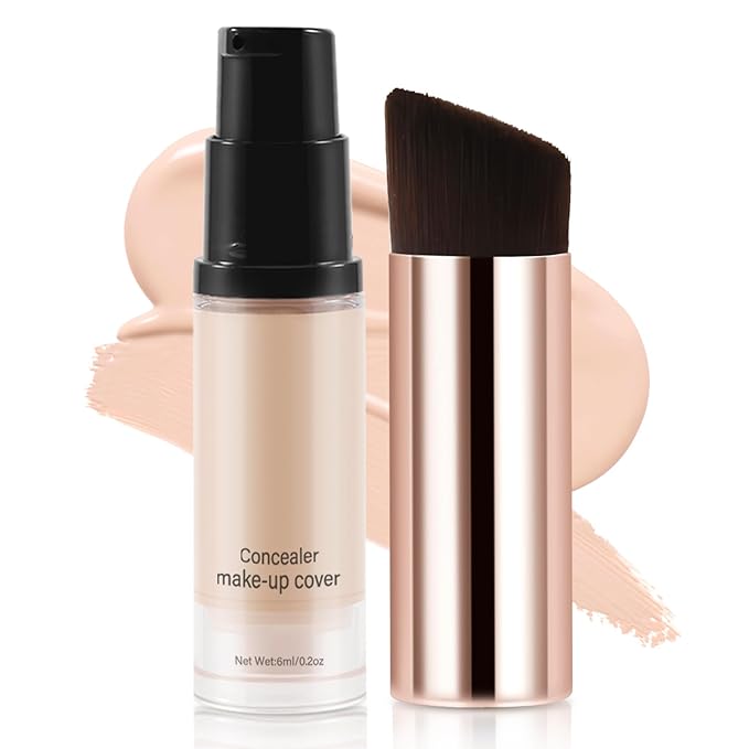 2pcs Liquid Concealer Set with Brush,Full Cover,Concealer Wand with Matte Finish,Corrects，Covers，Long Wear Up to 24hr