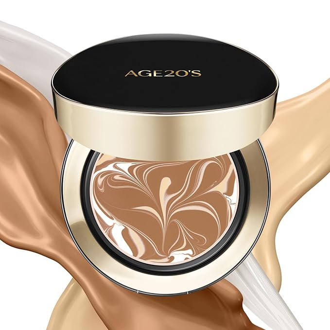 AGE20'S Signature Essence Pact SPF 50+ | Pack of 1 | 29W CARAMEL | Cream Foundation, Dewy Finish, Natural Coverage | Korean Cushion Foundation