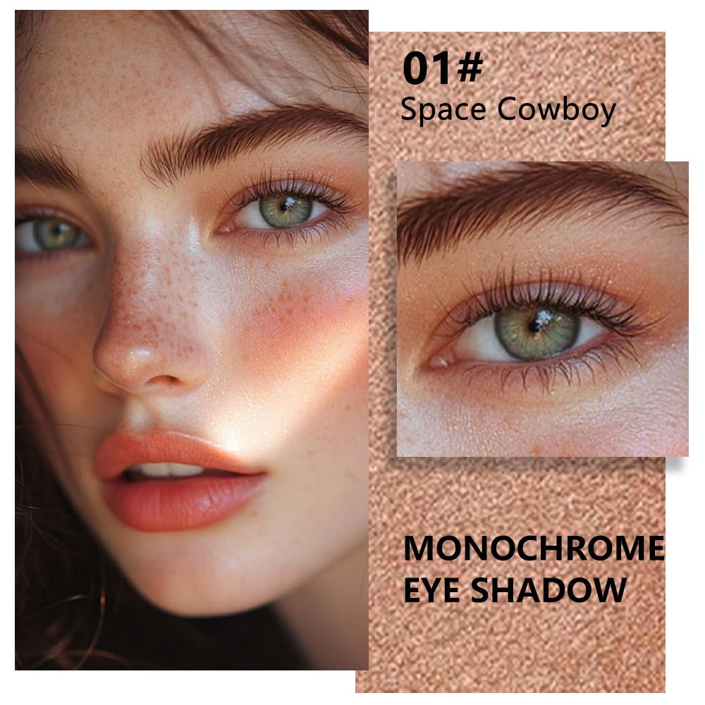 Kaely Pressed Single Eyeshadow Makeup, Champagne Gold Sparkle Highly Pigmented Monochrome Eye Shadow Palette, Waterproof Neutral Powder Mini Eyeshadow, sombras para ojos, Lightweight Blendable, 01