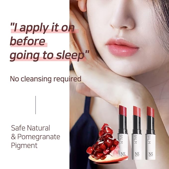 NATURAL SHINE NS BEAUTY Lux Triple Lip CURE Glossy Balm ATHENA (Red Orange) | Chapstick Hydration and Exfoliator | Overnight Lip Treatment Care Deep Nourishing for Dry Cracked Chapped Lips (0.17oz)
