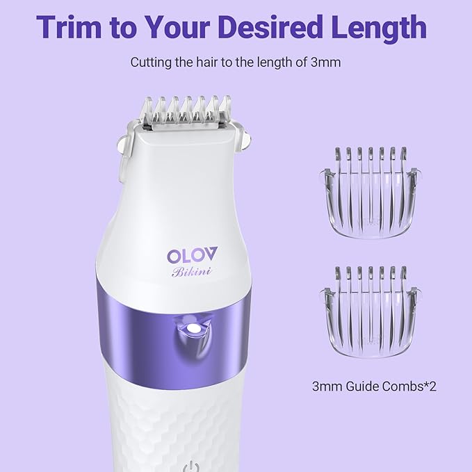 Bikini Trimmer for Women, IPX7 Waterproof Wet & Dry Electric Razors for Women, Bikini Legs Underarm Pubic Hairs Rechargeable Electric Shaver with 3 Trimmer Heads