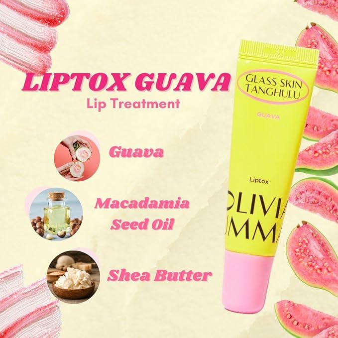 Glass Skin Tanghulu Liptox Guava Infused for Dry Cracked Lips, Korean Lip Care Moistorizer