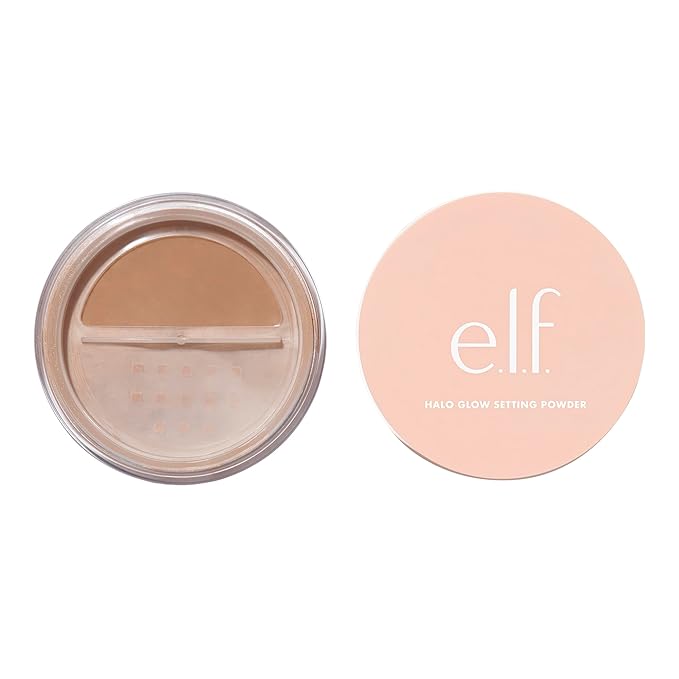 e.l.f. Halo Glow Setting Powder, Smooths The Look Of Pores & Fine Lines, Creates An Airbrushed Finish, Vegan & Cruelty-Free, Deep