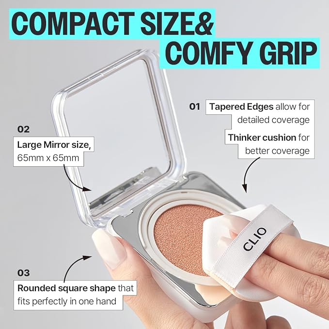 CLIO Kill Cover Founwear Cushion The Original – 20 Shades, Buildable Light to Medium Coverage, Natural Finish, Korean Makeup Foundation, Long-Lasting Skin Fit, 36N HAZELNUT