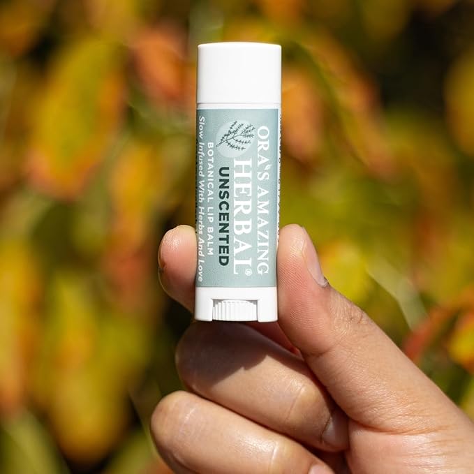 Unscented Lip Balm, Herbal Lip Balm, Healing Lip Balm, Balm for Perioral Dermatitis, Very Dry Lips, Natural Fragrance Free Beeswax Lip Balm (Unscented Pack of 3)