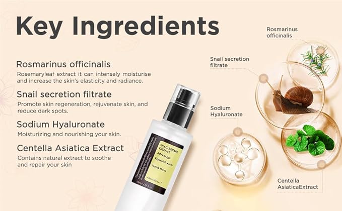 Snail Mucin Power Essence 4.39 fl.oz 130ml, Korean Skincare Snail Mucin Serum for Dry Sensitive Skin, Moisturizing with 96.3% Snail Secretion Filtrate