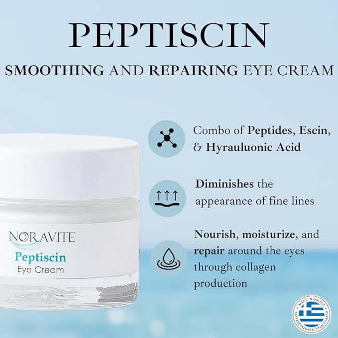 PeptiScin - Peptide Eye Cream with Hyaluronic Acid and Escin | Rich Moisturizing Dark Circle Eye Cream | Brightens and Tones - 1.35 Ounce