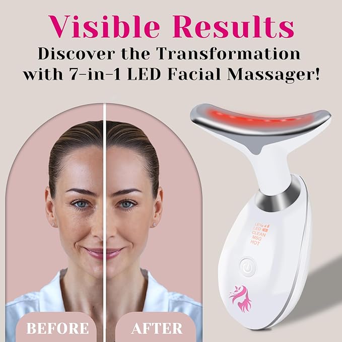 Red Light Therapy for Face, Facial Massager, Skin Tightening & Anti-Aging Face Lift Device, True Beauty Glow Facial Massager, 7-in-1 LED Facial Sculptor