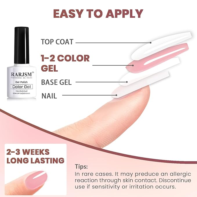 RARJSM Nude Gel Nail Polish Set 6 Colors with Metallic Silver Chrome Gel Liner Sheer Jelly Gray Pale Rose Apricot Pink GelPolish Transparent French Manicure Neutral GelVarnish LED UV Curing Requires