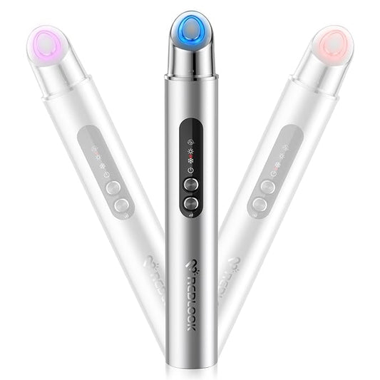 REDLOOK Depuffing Wand - Multi-Mode Cold & Heat Eye with Massager,At Home Face Roller Tool, Beauty Wand for Puffiness Reduction, Dark Circles, and Let The Skin Be Full of Radiance - Silver