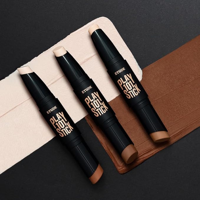 ETUDE Play 101 Stick Contour Duo #1 (21AD) | Creamy Shading and Highlighter Duo for Easy Contouring Makeup| Kbeauty